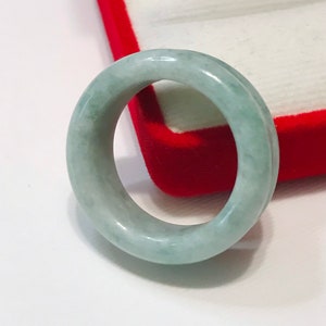 10 US Verde mela con anello a doppia fascia bianco latte Realizzato a mano in giadeite birmana naturale di grado A/Anello artigianale/Anello di giada/Regalo/ PR048