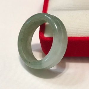 10 US Anello a doppia fascia verde mela con bianco latteo, fatto a mano, giada birmana naturale di grado A, anello artigianale, regalo, anello per il pollice, PR157