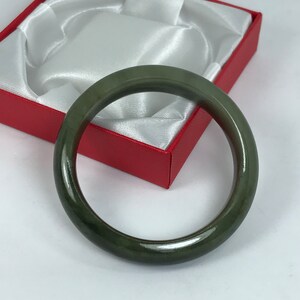 52.7mm Hand Carved Emerald and Forest Green Authentic Burmese Grade A Jadeite Jade Bangle/Jade Bracelet/ J811