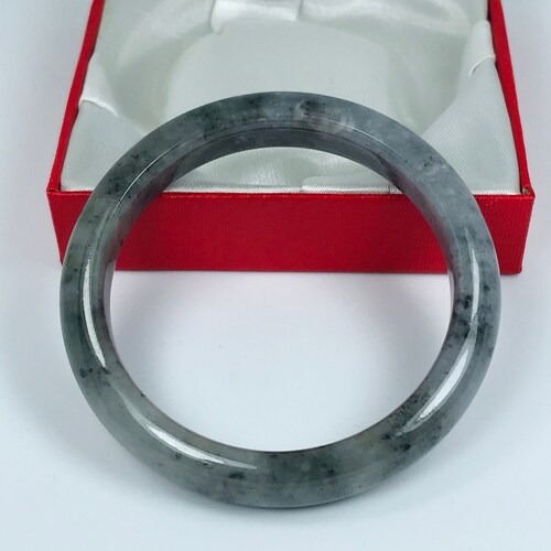 57mm shops Hand Carved Gray with Black and Milky White Authentic Burmese Grade A Jadeite Jade Bangle/Jade Bracelet/Jade/ J610