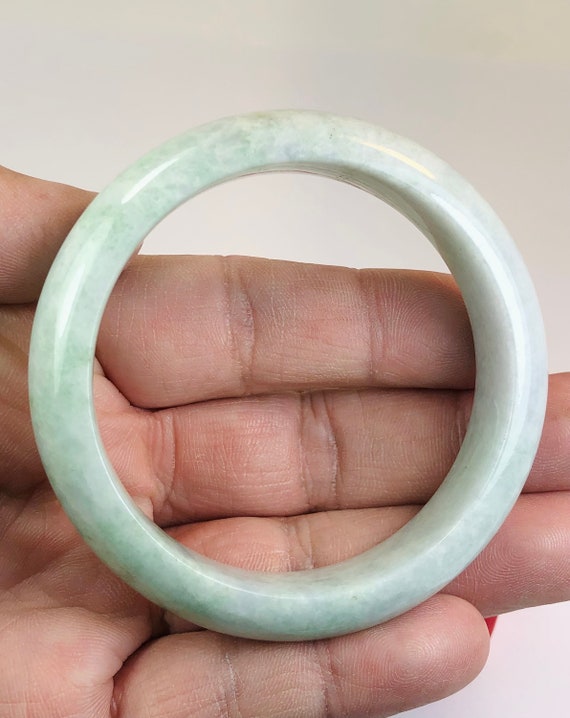 58.2mm Hand Carved Apple Green with Milky White A… - image 5