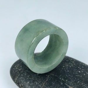 9 3/4 US Apple and Forest Green With Milky White Thumb Tube Ring Hand Crafted Natural Grade A Burmese Jadeite Jade/Archers Ring/PR130