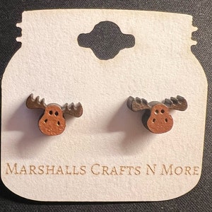 Little Moose Face Stud Earrings. Shipping Included