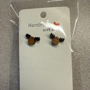Little Moose Face Stud Earrings.