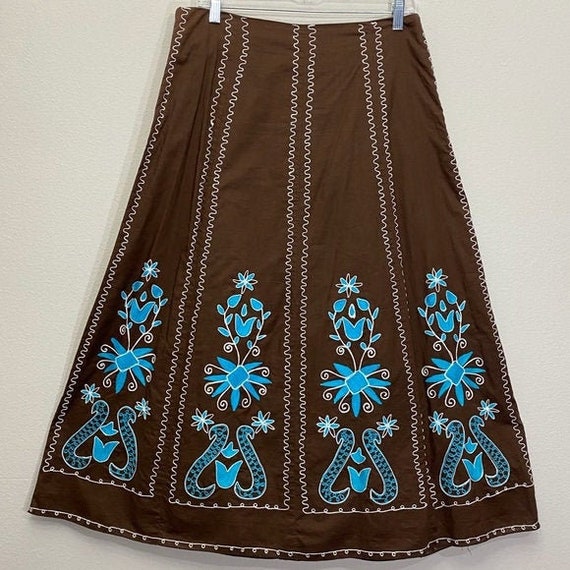 Vintage Western Skirt Embroidered Circle A-line