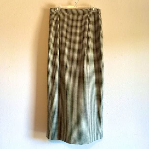 Vintage Wool Skirt Maxi Pencil Skirt Pattern Plaid