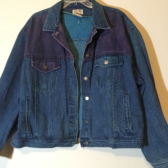 Vintage 80s Patchwork Jacket Jean Denim Colorblock