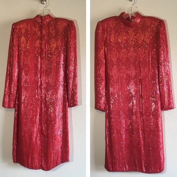 Vintage Sequin Dress 80s Embellished Sheath Formal