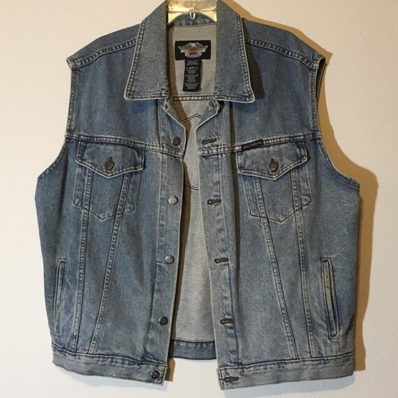 Vintage Jean Biker Vest Denim Motorcycle Trucker