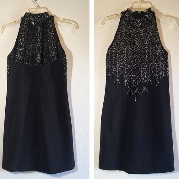 Vintage Embellished Dress Caged Beaded Backless