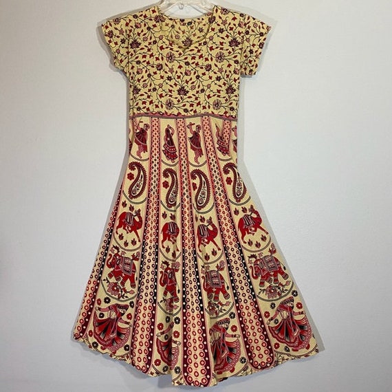 Vintage Ethnic Dress Elephant Camels Belly Dancers