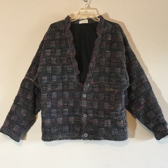 Vintage Cardigan Top Oversized Patchwork Button Up