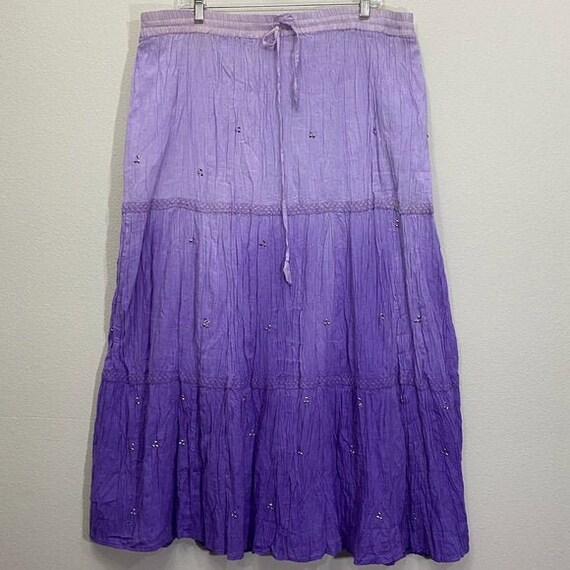 Vintage Tiered Boho Skirt Crochet Tie Dyed A-line