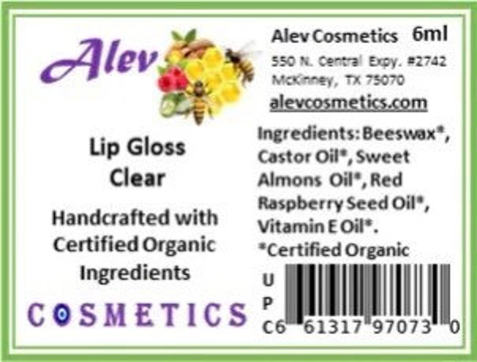 Lip Gloss Clear certified Organic Ingredients 6ml 0.2oz Etsy