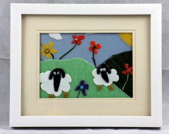 Framed Fused Glass Sheep, Fused Glass Wall Art, Fused Glass, Fused Glass Art, Wall Art, Fused Glass Art Decor, Glass Wall Art, Glass Art