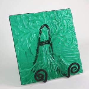 Fused Glass Emerald Green Leafy Tree Casting, Nature Spirit, Celtic Tree, Forest Oak Nature Art