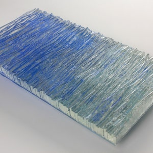 Blue Ocean Waves Fused Glass Modern Wall Art, Ocean Themed Beach Art, Coastal Decor, 3D Fused Glass Wave, Blue Glass Wave, Nautical Decor