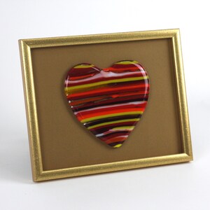 Fused Glass Red Valentine Heart In Gold Frame