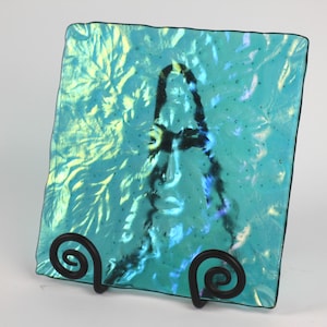 Fused Glass Irid Green Man Casting, Nature Spirit, Celtic Face of the Tree Man, Oak King, Forest Oak Garden Face, Tree Man Face, Nature Art