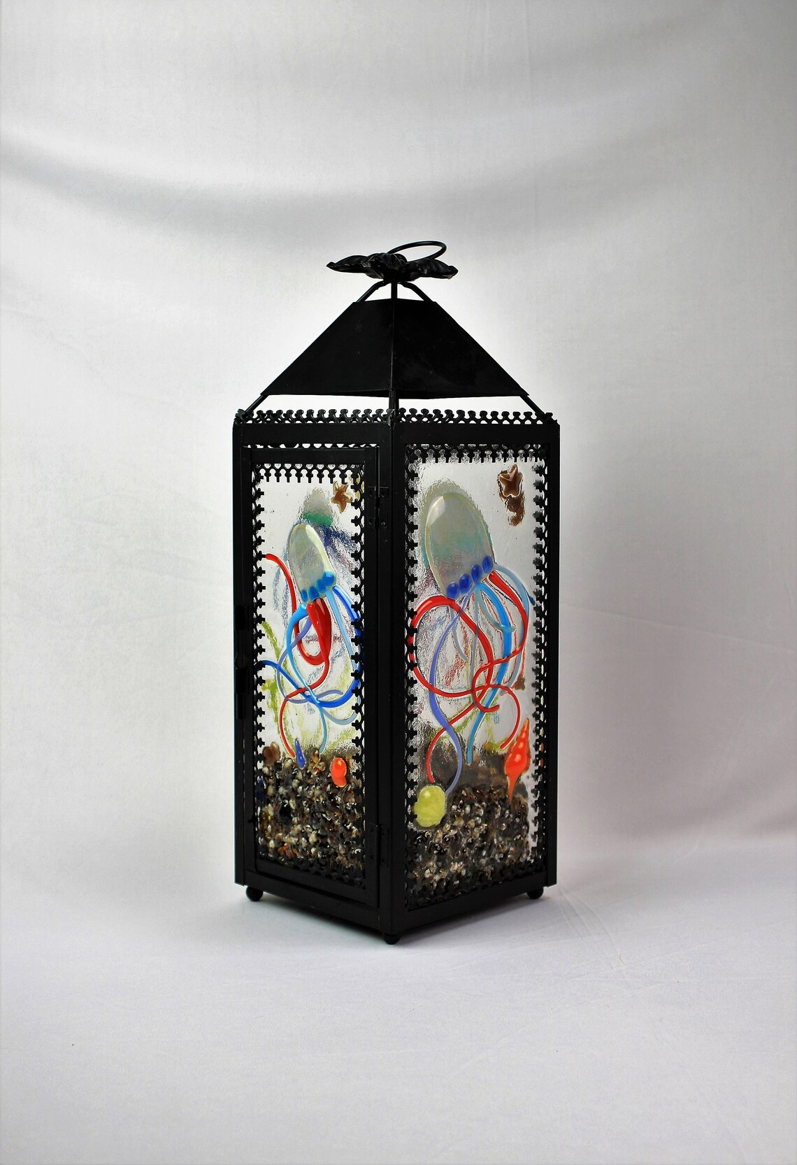 Jellyfish Lantern with Seashells and Seahorse Undersea Candle Etsy