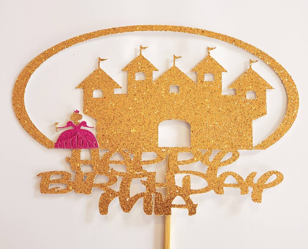 Personalized Custom Cake Topper for Birthday With Princess and Castle ...