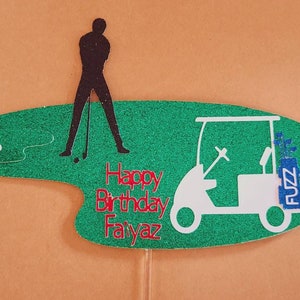 Personalized Custom Golf Cake topper for Sports Birthday, Retirement,  Special Occasion with Golf images. Standard size 7.5"W x 5"H