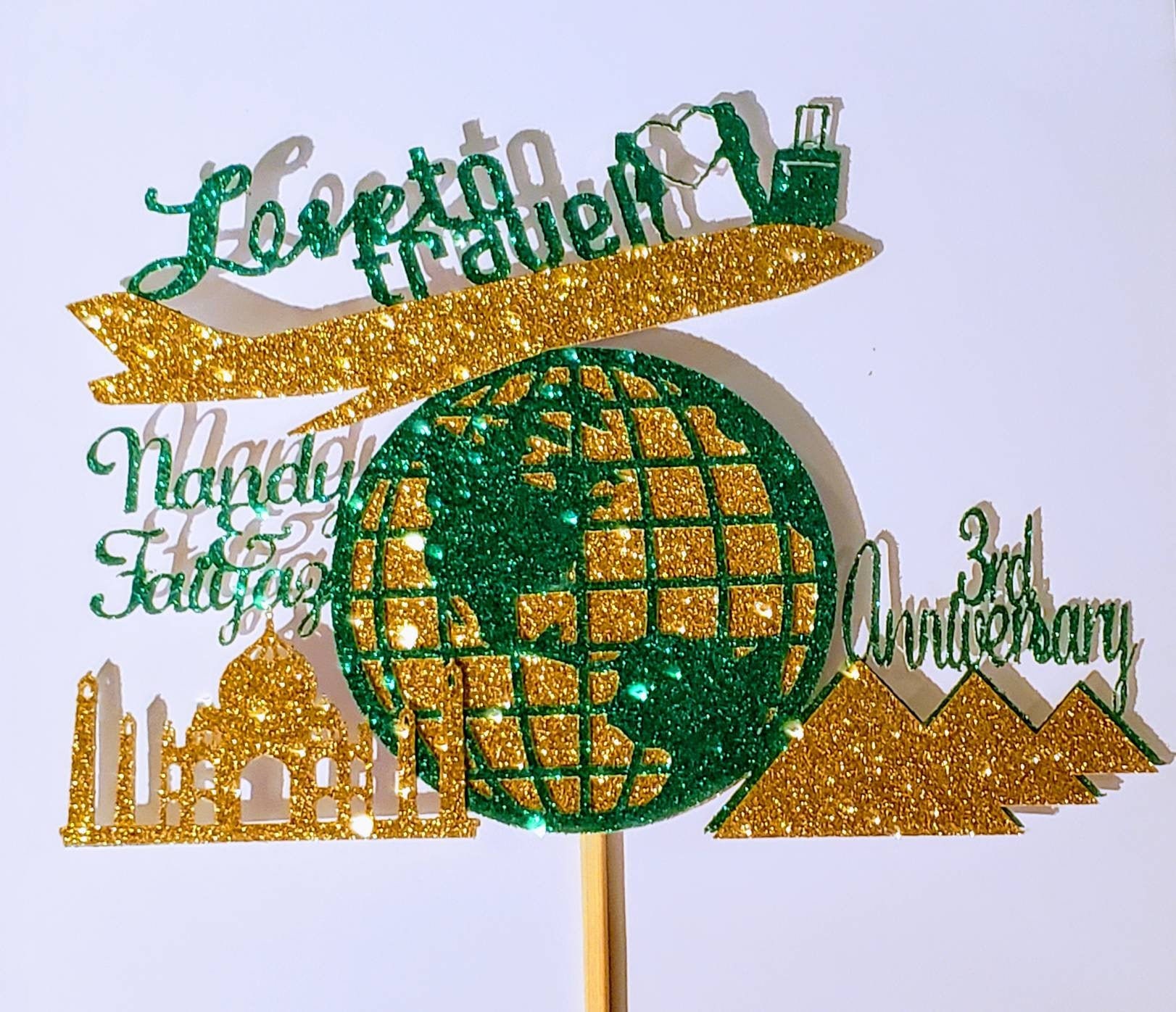 Personalized Custom Travel Cake Topper for Anniversary or Etsy