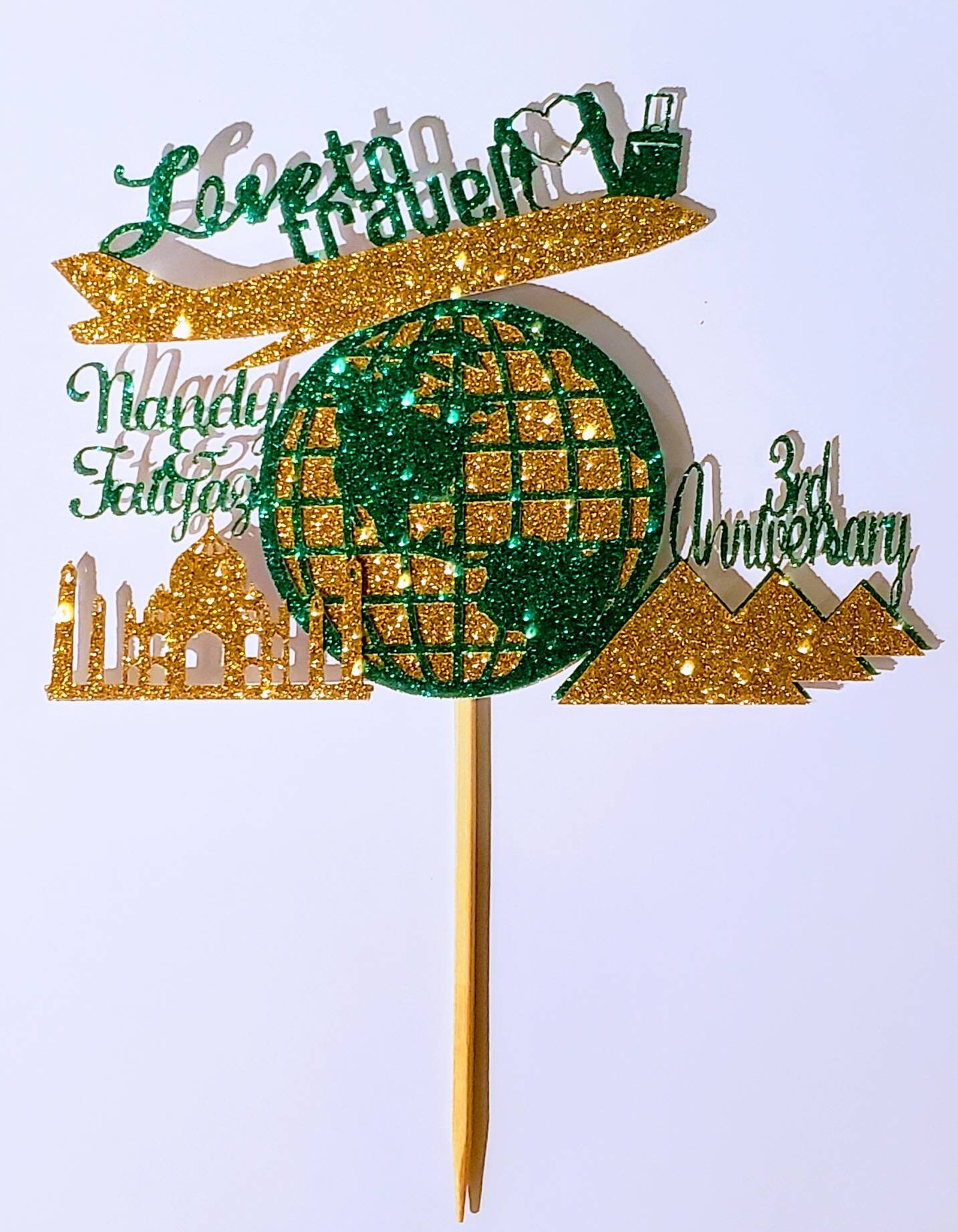 Personalized Custom Travel Cake Topper for Anniversary or Etsy