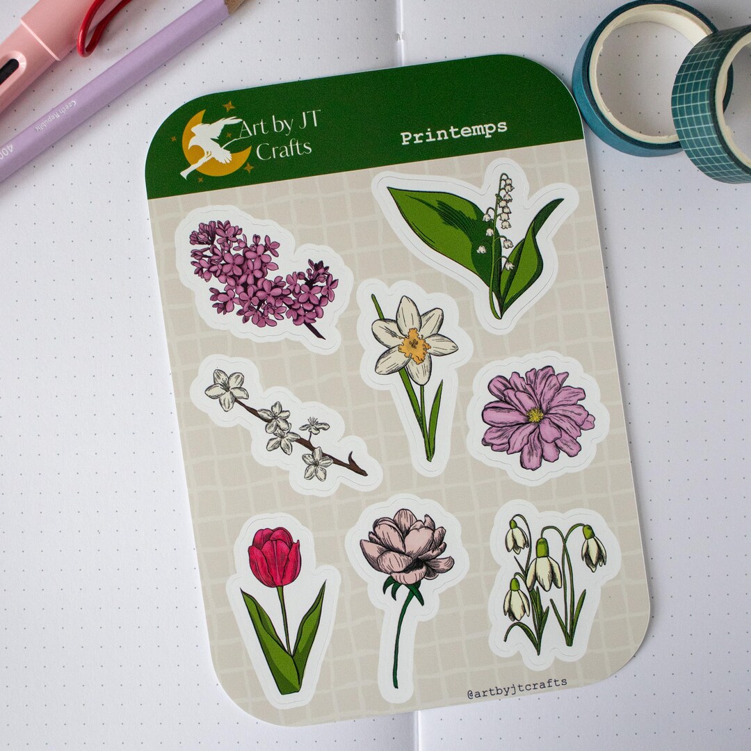 Spring Sticker Sheet | Cute Bullet Journal Stickers | Journaling ...