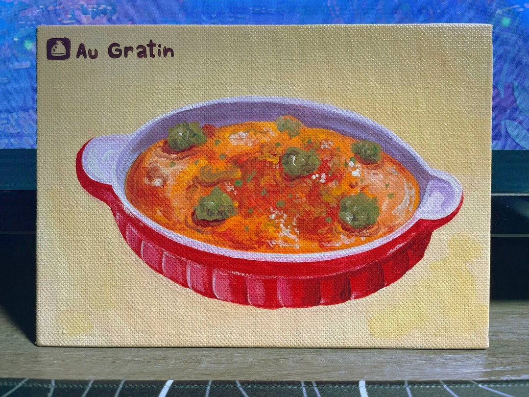 animal-crossing-recipe-au-gratin-diy-craft-card-hand-painted-etsy