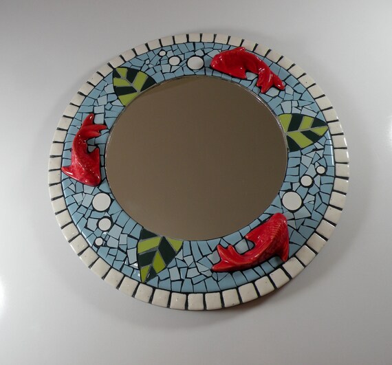 Mosaic Fish Mirror 30cm Wall Circular - Mirror Mosaic Wall Art Uk Mosaic Fish Mirror 30cm Wall Circular - Mirror Mosaic Wall Art Uk