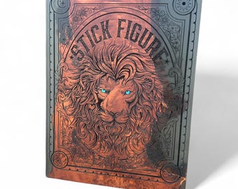 Stick Figure Lion On Redwood and Smoke Black Resin