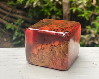 Mars Resin Cube with Wood burl
