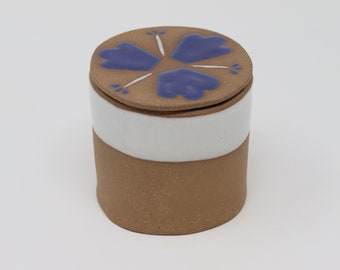Beurrier en glaçure funky cobalt - Vase à beurre en céramique de style français - Beurrier européen en grès - Pot avec couvercle