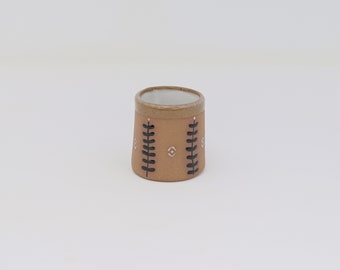 Ceramic Espresso Cup: Handmade Stoneware in Soil and Stem - Black and White Design