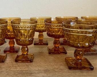 Vintage Amber Indiana Glass - Colony Park Lane - YOU PICK - Champagne - Sherbet Cups - Wine Glasses - Amber Glass - Square Footed - Liquor
