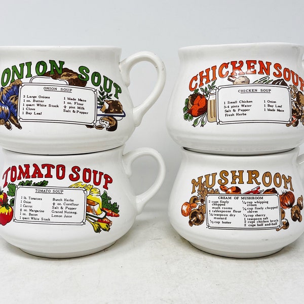Vintage Soup Mugs - YOU PICK - Onion - Chicken - Tomato - Mushroom - Soup Mug - Soup Bowl - Ceramic - Mug - Vintage