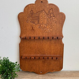 Wooden Spoon Rack - Watermill Carved Design - 2 Tier - Fits 16 Spoons! Spoon Holder - Spoon Collection Display
