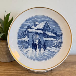 Meissen Christmas Plate | Blue White Holiday Dishware | 1938 Hermann Limbach | German Wall Art Decor |