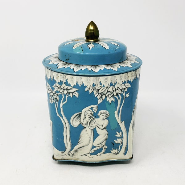 Regal Crown Tin - Blue - Greek - Murray-Allen Canister - Square