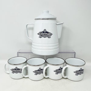 Coleman Enamelware Pitcher and 4 Mugs the Sunshine of the Night