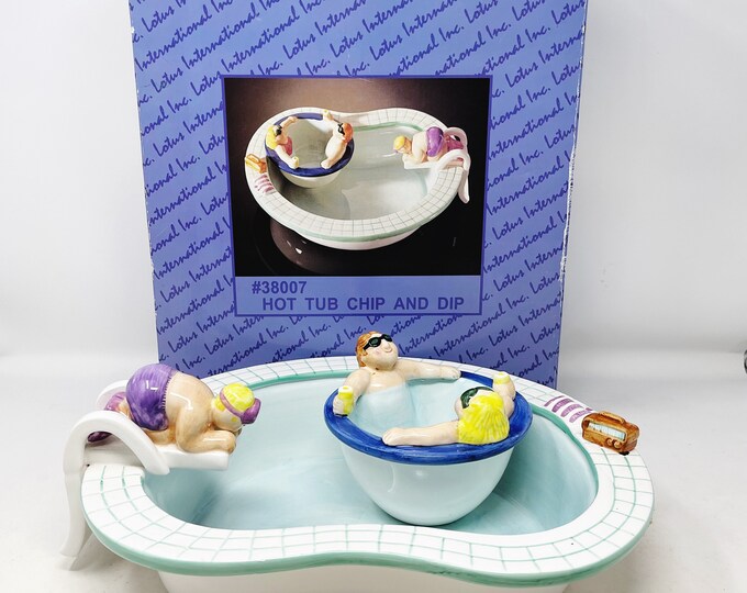 Swimming Pool Chip and Dip Set Hot Tub Chip and Dip Serving Bowl Lotus