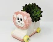 Pink Lion Plant, Candy, or Pen Holder - Baby 39 s Room - Nursery