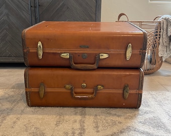 Vintage Suitcases - YOU PICK - Samsonite Shwayder - Brown - Leatherette - Vintage Luggage - Stacked Suitcases