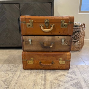 Vintage Suitcases - YOU PICK - Distressed - Worn - Brown - 1940s - 1960s - Vintage Luggage - Stacked Suitcases