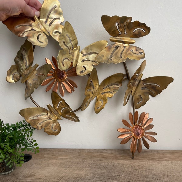 Vintage Metal Butterflies - Brass Butterflies - Set of 2 - BOHO - Gold - Mid-Century - Butterfly - Wall Decor - Wall Art - Vintage - MCM