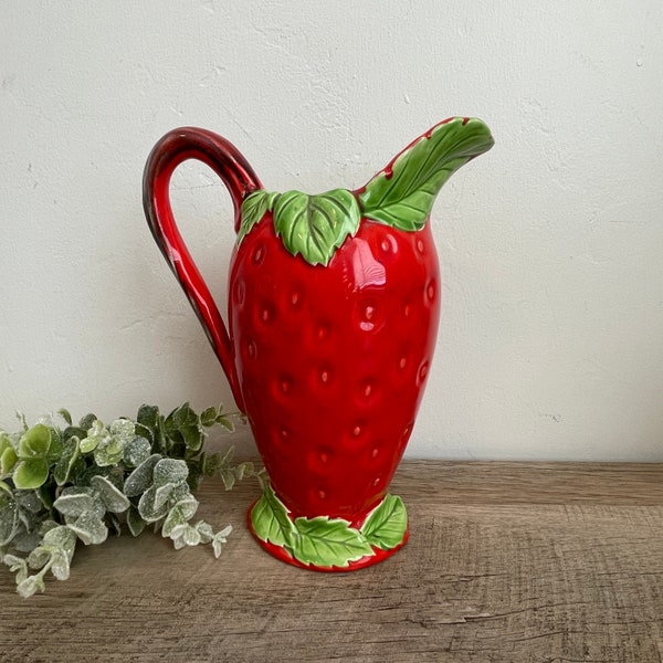 Strawberry Shaped Pitcher - Rosenthal Netter - Vintage Strawberry Pitcher - Summer Decor - Summer Vase