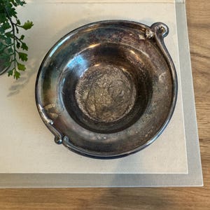 Vintage Silver Plated Round Bowl | Swirl Edge | Mid Century Decorative Serving Dish | Antique Patina Silverplate for Table or Display