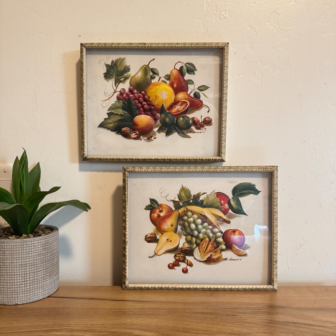 Vintage Fruit Wall Art Set | Raised Relief Fruit Still Life Kitchen ...