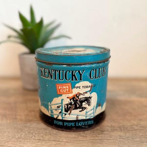 Vintage Kentucky Club Tobacco Tin | Pipe Tobacco Canister | Equestrian  Advertising Decor | Rustic Americana